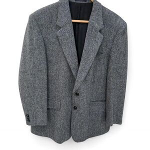 Harris Tweed Men's Blue and Grey Tweed L Jacket